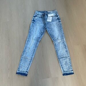 Papaya Light Blue Embellished Skinny Jeans